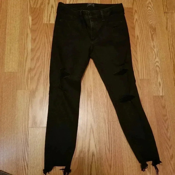 Abercrombie & Fitch Black Mid Rise Super Skinny Ankle Jeans Sz 30/10R - Picture 2 of 7